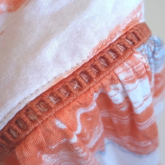 Kimchi & Blue Women’s Orange White & Sky Blue Rayon Cap Sleeve Summer Blouse XS - Picture 5 of 12